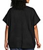 Vince Camuto Plus Size V-Neck Dolman Short Sleeve Boxy Top, Color:Rich Black - Image 2