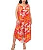 Color:Radiant Orange - Image 1 - Plus Size V Neck Sleeveless Jumpsuit