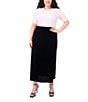 Vince Camuto Plus Size Velvet Midi Pull On Skirt, Color:Rich Black - Image 3
