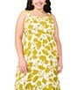 Vince Camuto Plus Size Woven Floral Print Square Neck Sleeveless Shift Maxi Dress, Color:Green Oasis - Image 3