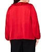 Vince Camuto Plus Size Woven V-Neck Long Sleeve Ruffle Blouse, Color:Cherry Red - Image 2