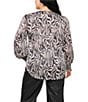 Vince Camuto Plus Size Woven Zebra Print V-Neck Long Sleeve Blouse, Color:Rich Black - Image 2