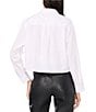 Vince Camuto Poplin Point Collar Long Sleeve Grommet Detail Cropped Button Front Blouse, Color:Ultra White - Image 2