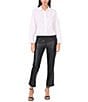 Vince Camuto Poplin Point Collar Long Sleeve Grommet Detail Cropped Button Front Blouse, Color:Ultra White - Image 3