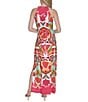 Vince Camuto Printed Halter Neck Sleeveless Belted Maxi A-Line Dress, Color:Hot Pink - Image 2