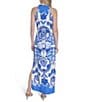 Vince Camuto Printed Halter Neck Sleeveless Belted Maxi A-Line Dress, Color:Blue - Image 2