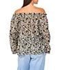 Vince Camuto Printed Off-The-Shoulder Long Sleeve Button Front Blouse - Image 2