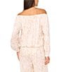 Vince Camuto Printed Off-The-Shoulder Long Sleeve Tie Front Blouse, Color:Oyster Grey - Image 2