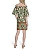 Vince Camuto Printed Poplin Off-The-Shoulder Short Sleeve Shift Dress, Color:Green - Image 2