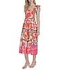 Vince Camuto Printed Square Neck Sleeveless Tiered Midi Dress, Color:Pink Multi - Image 3