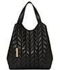 Color:Black - Image 1 - Quilted Leather Tote Bag