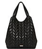 Color:Black - Image 2 - Quilted Leather Tote Bag