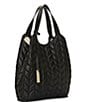 Color:Black - Image 4 - Quilted Leather Tote Bag