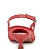 Color:Peach Pop - Image 3 - Renira Leather and Mesh Slingback Kitten Heel Pumps