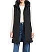 Vince Camuto Reversible Faux Fur Quilted Pattern Stand Collar Zip Front Vest, Color:Black/Black - Image 1