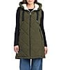 Vince Camuto Reversible Faux Fur Quilted Pattern Stand Collar Zip Front Vest, Color:Forest Night/Chalk - Image 2