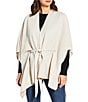 Vince Camuto Reversible Pleated Belt Wrap Topper, Color:Oat - Image 1