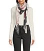 Vince Camuto Rosette Colorblock Fringe Square Scarf, Color:Black Pink - Image 1