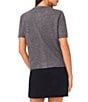 Vince Camuto Round Neck Short Sleeve Button Front Cardigan, Color:Medium Heather Grey - Image 2