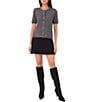 Vince Camuto Round Neck Short Sleeve Button Front Cardigan, Color:Medium Heather Grey - Image 3