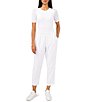 Color:New Ivory - Image 3 - Rumple High Waisted Straight Leg Pull-On Ankle Pants