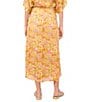 Vince Camuto Satin Floral Pull-On Midi Skirt, Color:Crushed Orange - Image 2