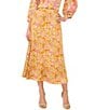 Vince Camuto Satin Floral Pull-On Midi Skirt, Color:Crushed Orange - Image 4