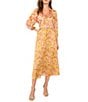 Vince Camuto Satin Floral Pull-On Midi Skirt, Color:Crushed Orange - Image 5
