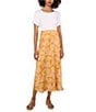 Vince Camuto Satin Floral Pull-On Midi Skirt, Color:Crushed Orange - Image 6