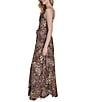 Vince Camuto Satin Leopard Print Drape Neck Sleeveless Maxi Dress, Color:Brown - Image 3