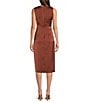 Color:Brown - Image 2 - Satin Tuck Waist Ruffle Skirt Midi Dress