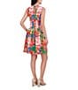 Vince Camuto Scuba Crepe Floral Print Square Neckline Sleeveless Fit and Flare Dress, Color:Green - Image 2