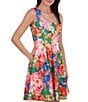 Vince Camuto Scuba Crepe Floral Print Square Neckline Sleeveless Fit and Flare Dress, Color:Green - Image 3
