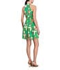 Color:Green Multi - Image 2 - Scuba Knit Floral Print Halter Neck Sleeveless Pocketed Fit and Flare Mini Dress