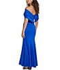 Color:Cobalt - Image 2 - Scuba Knit Off-the-Shoulder Sleeveless Mermaid Gown