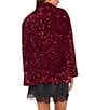 Vince Camuto Sequin Notch Lapel Long Sleeve Blazer Jacket, Color:Crimson - Image 2