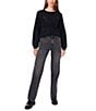 Vince Camuto Sequin Round Neck Long Sleeve Sweater, Color:Rich Black - Image 3