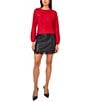 Vince Camuto Sequin Round Neck Long Sleeve Sweater, Color:Luminous Red - Image 3