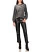 Vince Camuto Sequin Round Neck Long Sleeve Sweater, Color:Medium Heather Grey - Image 3