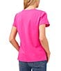 Color:Hot Pink - Image 2 - Short Sleeve Crew Neck Knit Tee Shirt