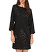 Color:Rich Black - Image 3 - Short Sleeve Sequin Dolman Shift Dress