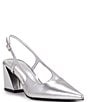Color:Silver - Image 1 - Sindree Leather Slingback Pumps
