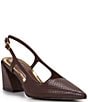 Color:Chocolate - Image 1 - Sindree Snaked Leather Slingback Pumps