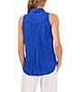 Color:Sapphire sky - Image 2 - Sleeveless Point Collar Button Front Blouse