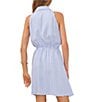 Color:Airy Blue - Image 4 - Sleeveless V-Neck Stripe Wrap Dress