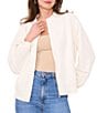 Color:New Ivory - Image 1 - Soho Stretch Twill Banded Collar Long Sleeve Zip Front Bomber Jacket