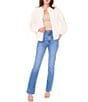 Color:New Ivory - Image 3 - Soho Stretch Twill Banded Collar Long Sleeve Zip Front Bomber Jacket
