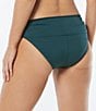 Color:Forest - Image 2 - Solid Draped High Waisted Swim Bottom