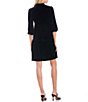 Color:Black - Image 2 - Split V-Neck 3/4 Balloon Sleeve Tiered Velvet A-Line Dress