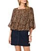 Vince Camuto Square Neck 3/4 Sleeve Bubble Blouse - Image 1